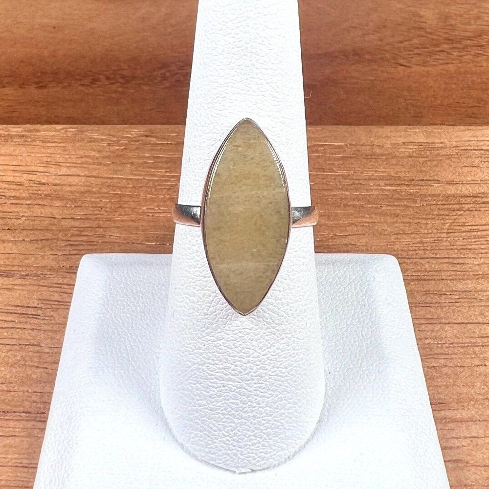 Honey Aragonite Ring Gemstone made with Solid .925 Sterling Silver - Sz 8